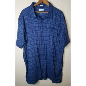 Columbia Men's Blue Stripes Short Sleeve Button Front Shirt Size XL modal Blend